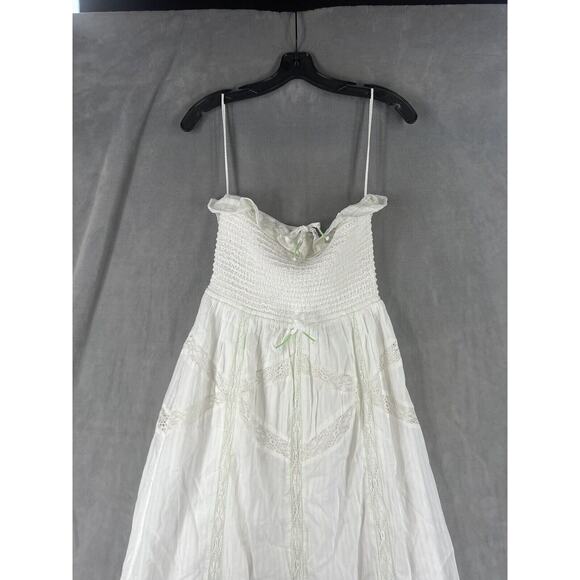 Free People Hi Hello Stocked Lace Trim Midi Dress Size Medium White Strapless - Picture 4 of 12
